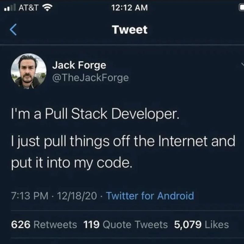 @ProgrammerHumor Pull Stack Developerfrom ProgrammerHumor