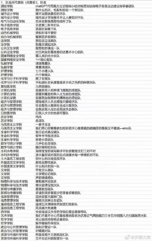 今年的武大辩论赛队名依然很秀