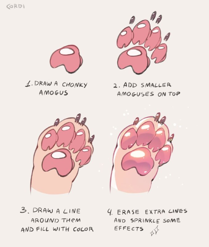 The least efficient way to draw a paw (by using among us
