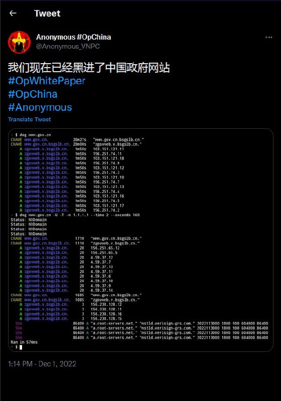 注: dog是一个用于DNS查询的命令行工具via 喵