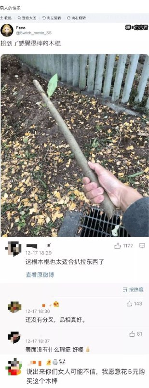 谁能拒绝一根又长又直的木棍呢via Ben Cai